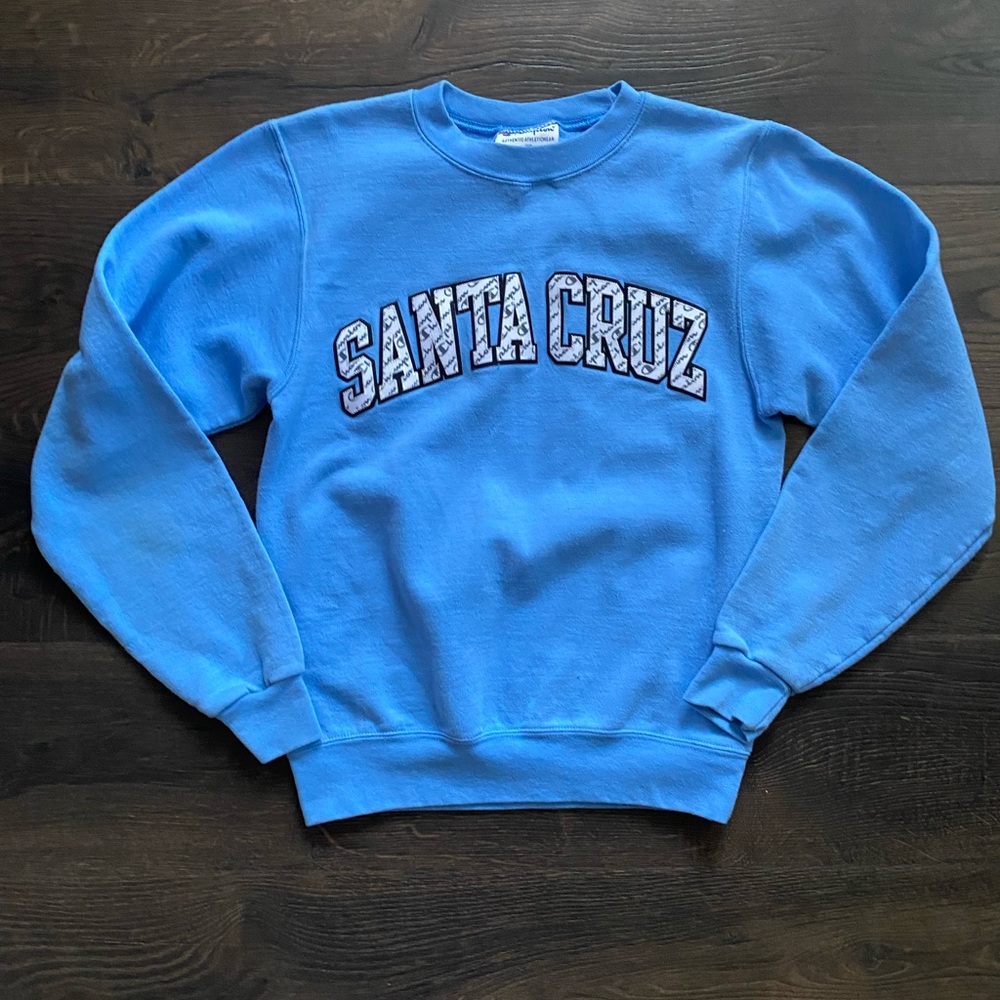 Champion Light Blue Santa Cruz Crewneck Sweatshirt Beach Casual woman’s XS